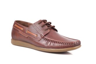 Brown Leather Boat Shoes -TR 1704 BROWN
