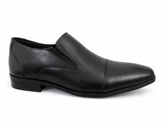 Black Leather Formal Slip-On Shoes -BOM-11635-BLK