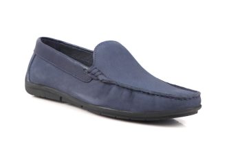 Navy Leather Slip-On Shoes-TR 1403 NAVY